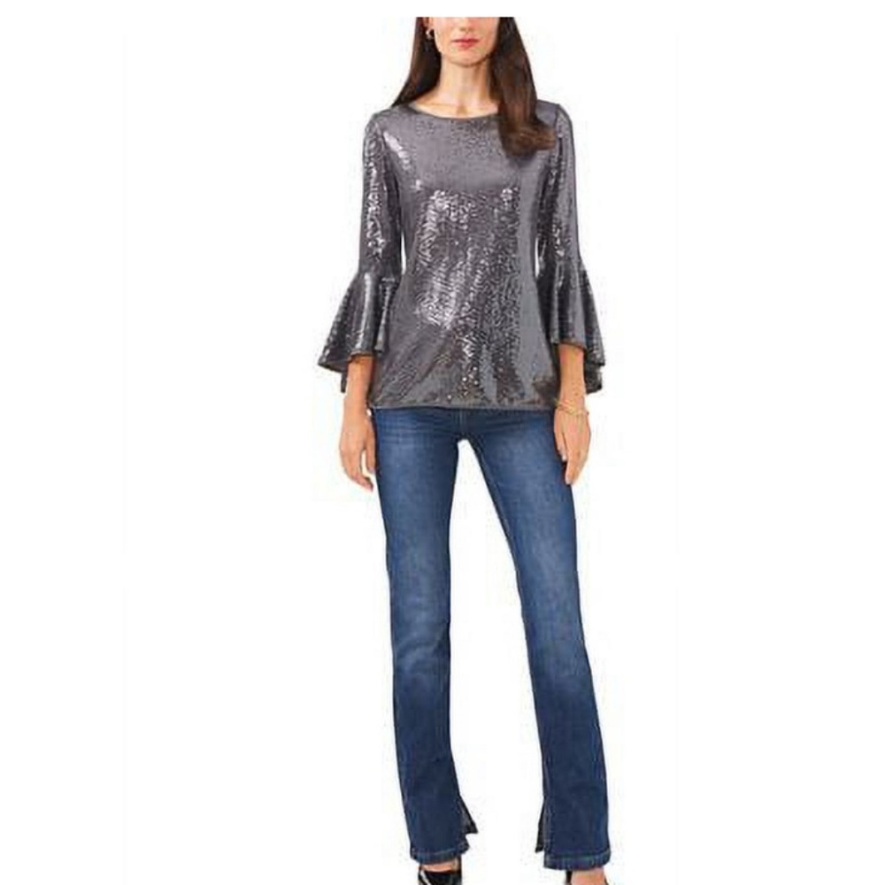 Vince Camuto metallic knit flutter sequin top.‎ Worn once - Picture 3 of 5